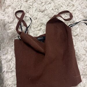 Forever 21 Brown Ribbed Crop Top